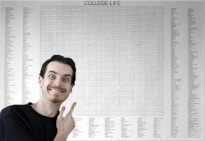 guy with college life poster